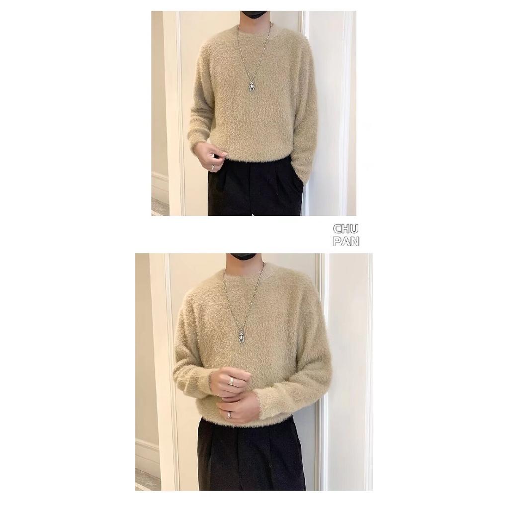 Spring 2024 Men's Sweater Patchwork Assorted Colors Skin-Friendly Fabric Fashion Versatile Top Casual Long-Sleeved Bottoming Shirt