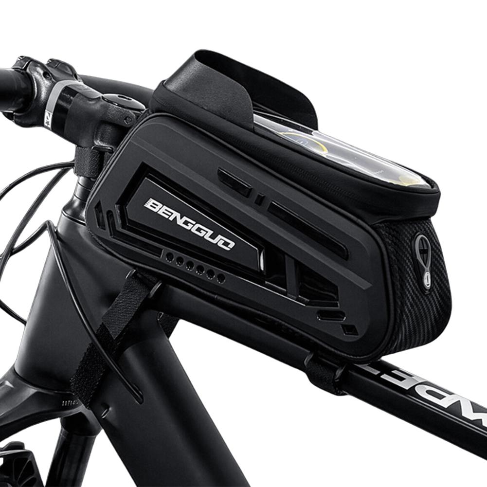 2L Bicycle Phone Front Frame Bag Waterproof Bike Frame Front Tube Bag Hard Casing Bike Bag for Phones Under 8 Inch
