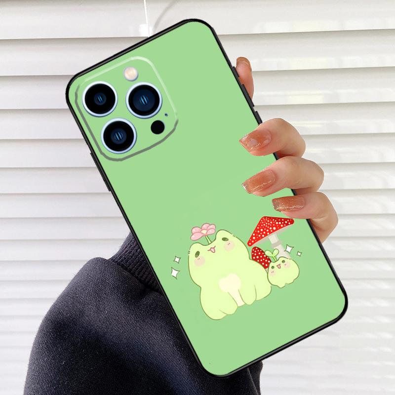 

Mint Green The Frog Mushroom Phone Case For iPhone 16 15 14 13 11 12 17 Pro Max mini 15 16 Plus 16e 17 Air Cover Fundas iPhone 16