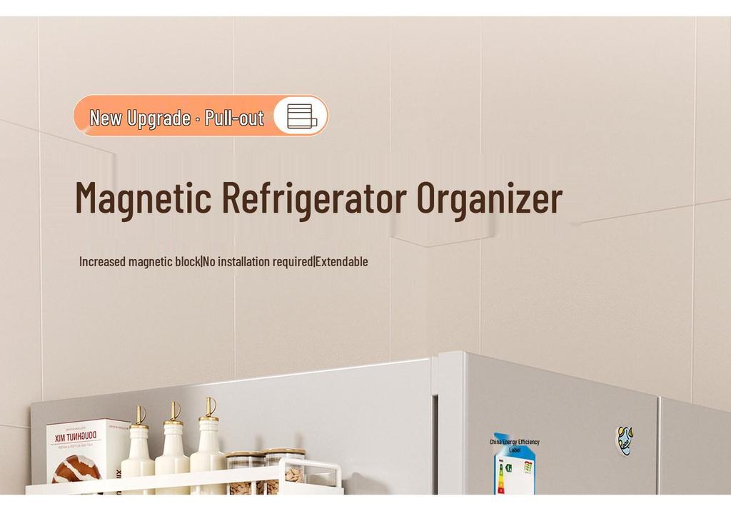 Magnetic Pull-Out Multi-Functional Spice Rack for Refrigerator Door