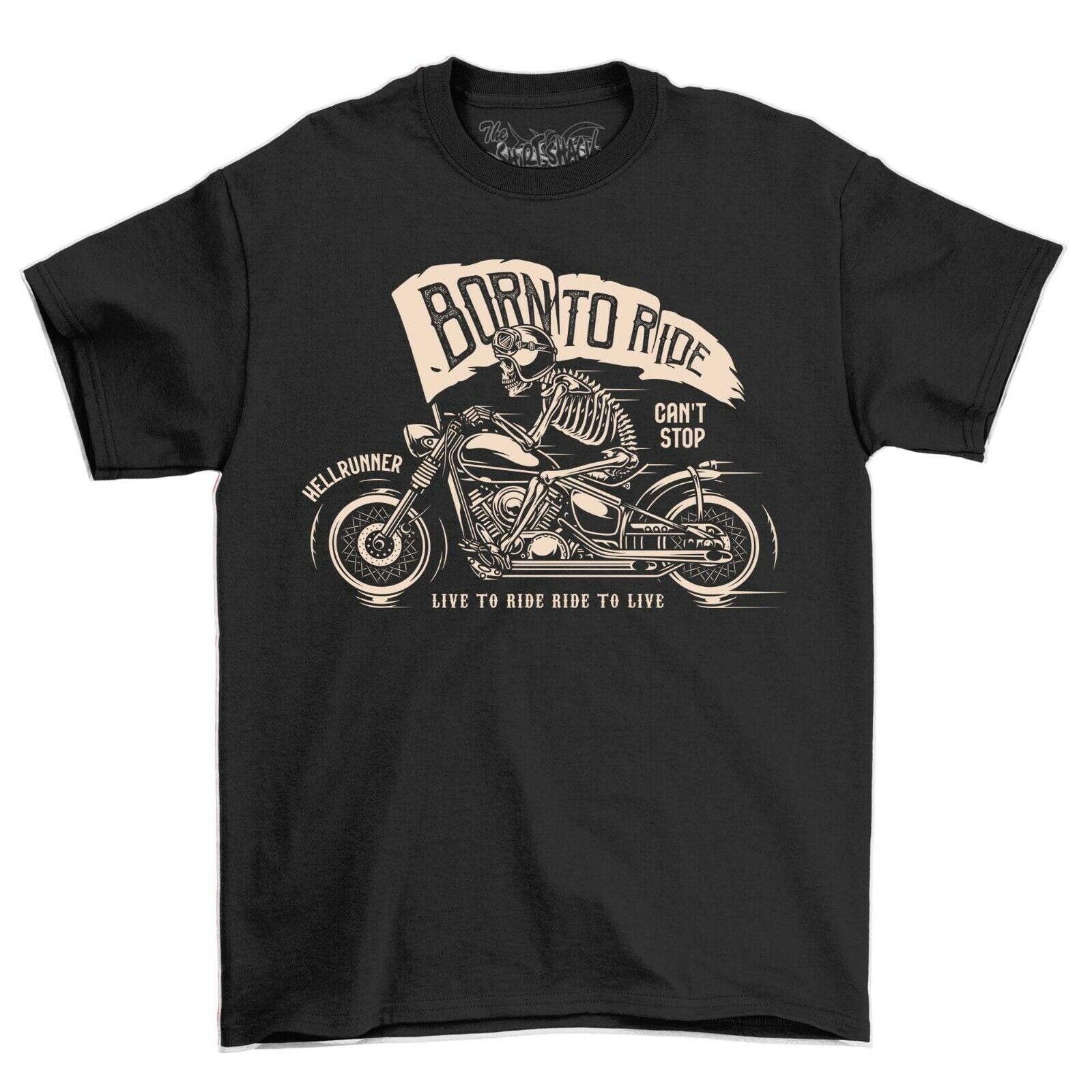 Born To Ride Skeleton Motorcycle Rider Vintage Cafe Racer Mens Motorbike T-Shirt Mens Womens Tees Top XL