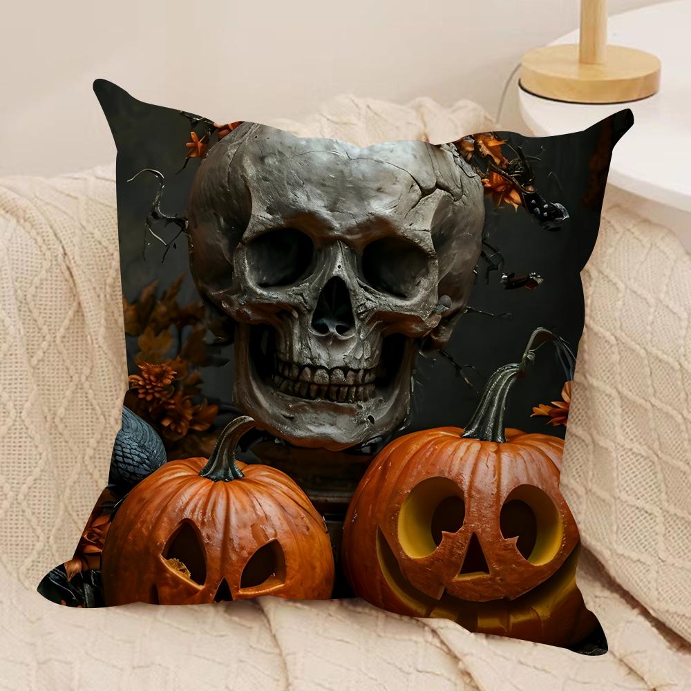 Halloween All Saints Day Cushion Cover Silky Short Plush Invisible Zipper Dustproof Sofa Pillow Case For Home Decor