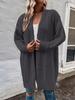 European Women's Cable Knit V-Neck Cardigan - Solid Color, Loose Fit, Long Knitwear.