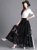 Trendy Lace Trim Long Maxi Skirt, Slimming Effect Mesh Fairy Ruffles Dress