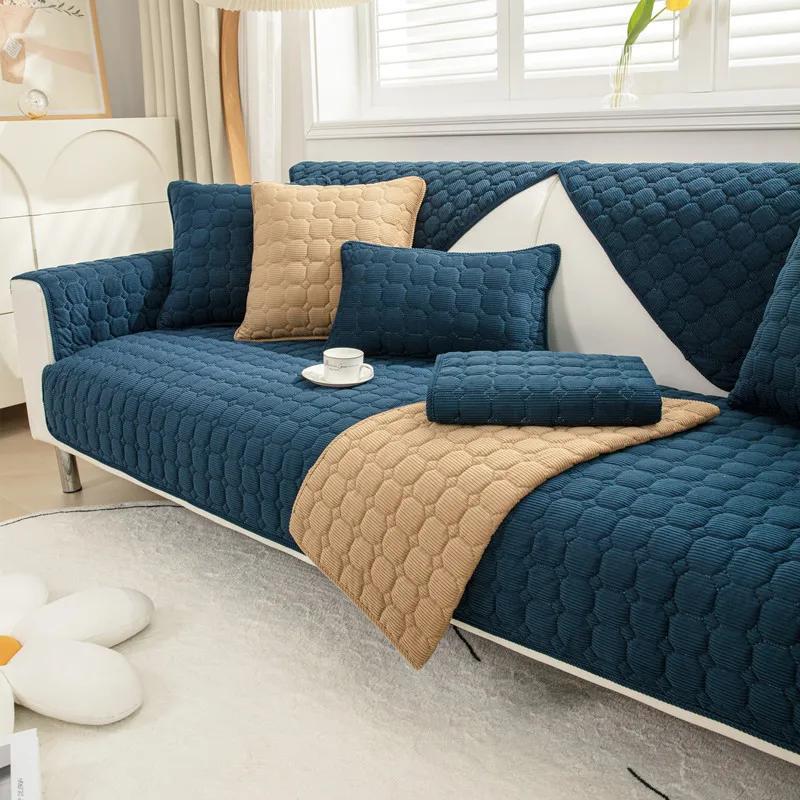 Thicke Sofa Cover Non-slip Couch Cover Cushion Slipcover for Living Room Universal for All Seasons Corduroy Home Protector Cover
