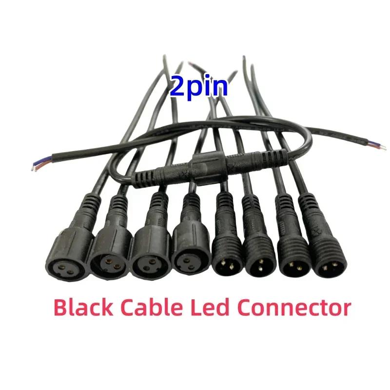 

5/10/20/50 Pairs Male To Female 40cm Length Waterproof Cable 2pin 3pin 4pin 5pin Led Connector Black Wire for LED Strip Light WP 5 Pairs