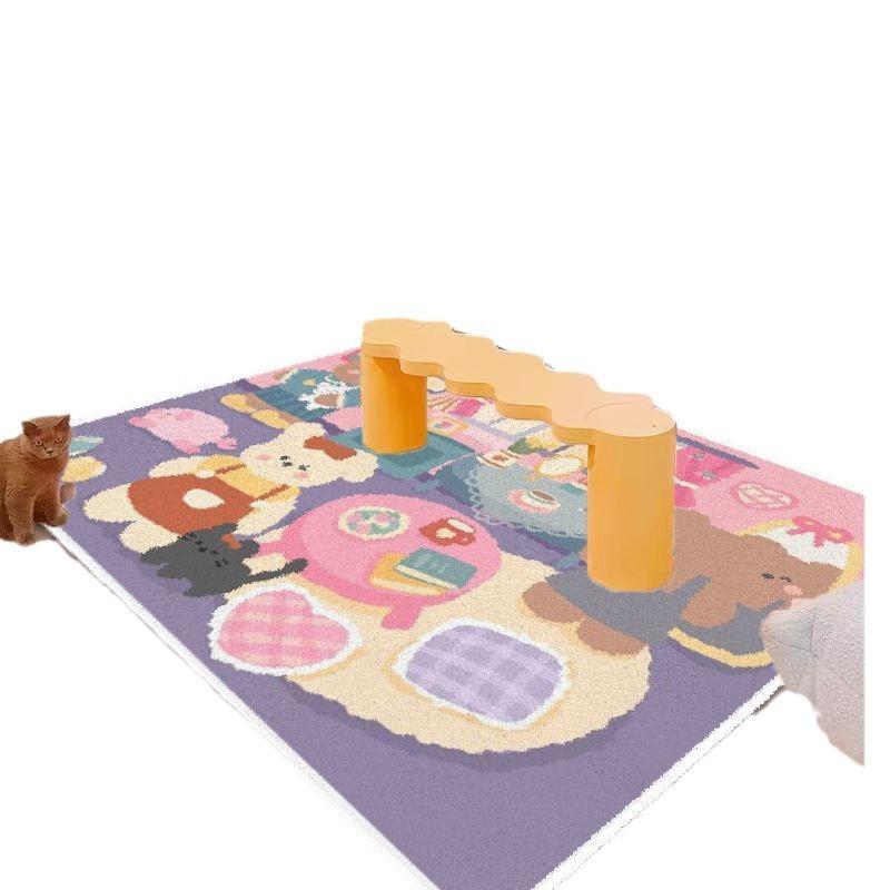 Casa Tapete Quarto Cama Cobertor Quarto de Menina Curto Veludo Resistente à Sujeira Sala de Estar Grande Área Infantil Quebra-cabeça Tapete de Chão Emenda