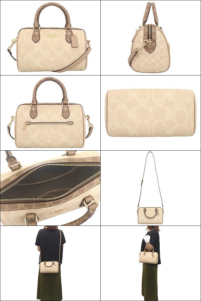 Coach Rowan Satchel Shoulder Bag (FCY679) in Sand and Tan Blocked Signature Canvas (Outlet)