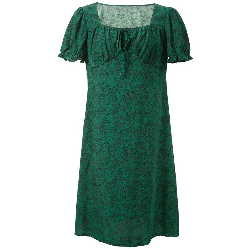 Sancai 2025 Sommer Übergröße Französisches Paisley-Kleid mit Bindegürtel