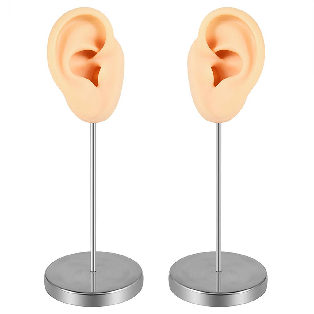 Silicone Ear Model for Piercing Practice and Jewelry Display Realistic Left and Right Human Ear Simulation Ears Replicas