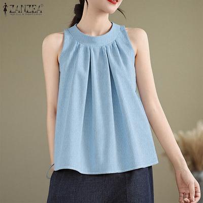 Women Casual Round Neck Summer Sleeveless Stripe Tank Tops
