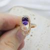 Elegant Oval Zirconia Open Ring Surround Design Adjustable Bridal Ring Wedding Party Gift