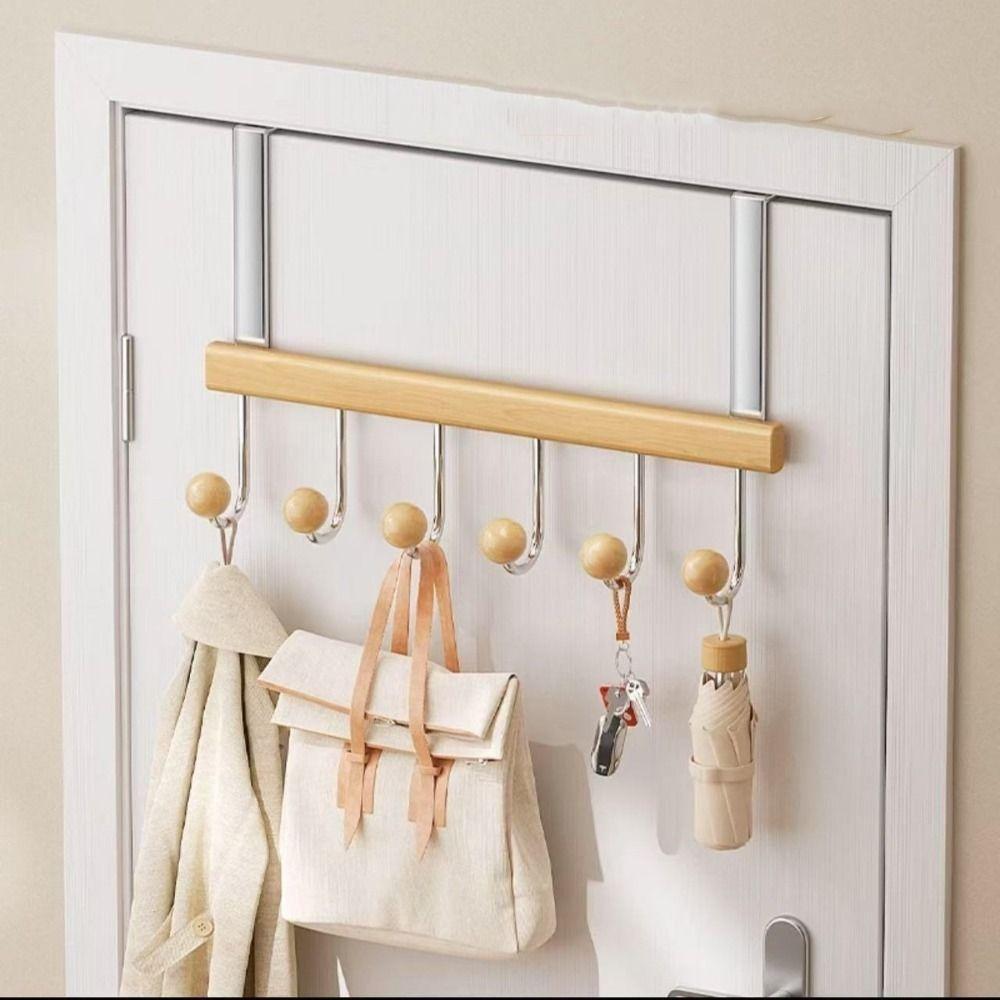 6 Hooks Over The Door Hooks Folding Punch Free Hanging Storage Rack Large Capacity Space Saving Clothes Coat Hooks for Home