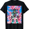 Mecha Robot Samurai & Sakura Ukiyoe Style Cherry Blossoms T-Shirt