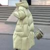 Vindtæt Dunjakke Dame Lang Vinter Varm Hættejakke Hvid Andedun