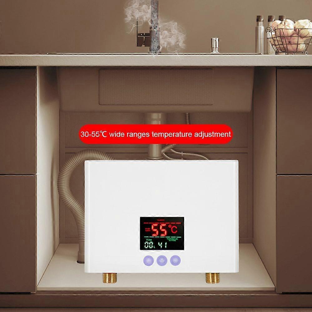 Instant Water Heater 3KW Mini Electric Tankless Water Heater Wall-Mounted with LED Display 3-Level Temperature Adjustment Remote Control for Home Kitc