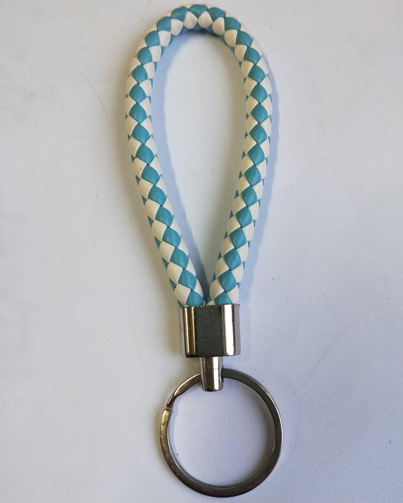 Woven Leather Cord Metal Keychain Pendant