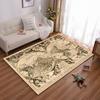 Vintage World Map with Mythological Figures - Non-slip rug suitable for living room and bedroom sofas.