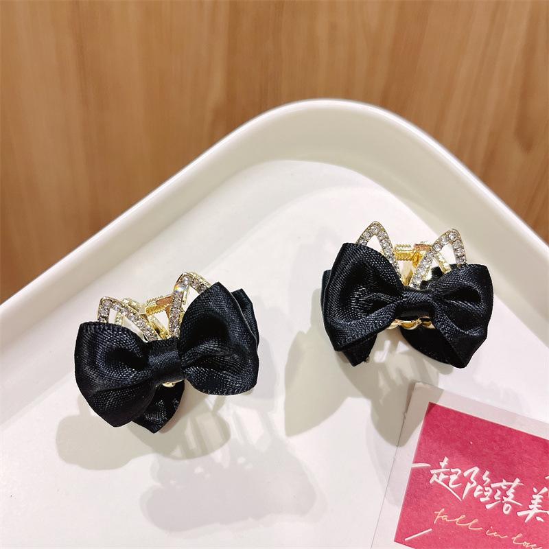 Children Hair Clips Double Sided Bow Bunny Crown Rhinestone Alloy Hairpins Princess Hair Accessories for Girls Non-Slip Grip