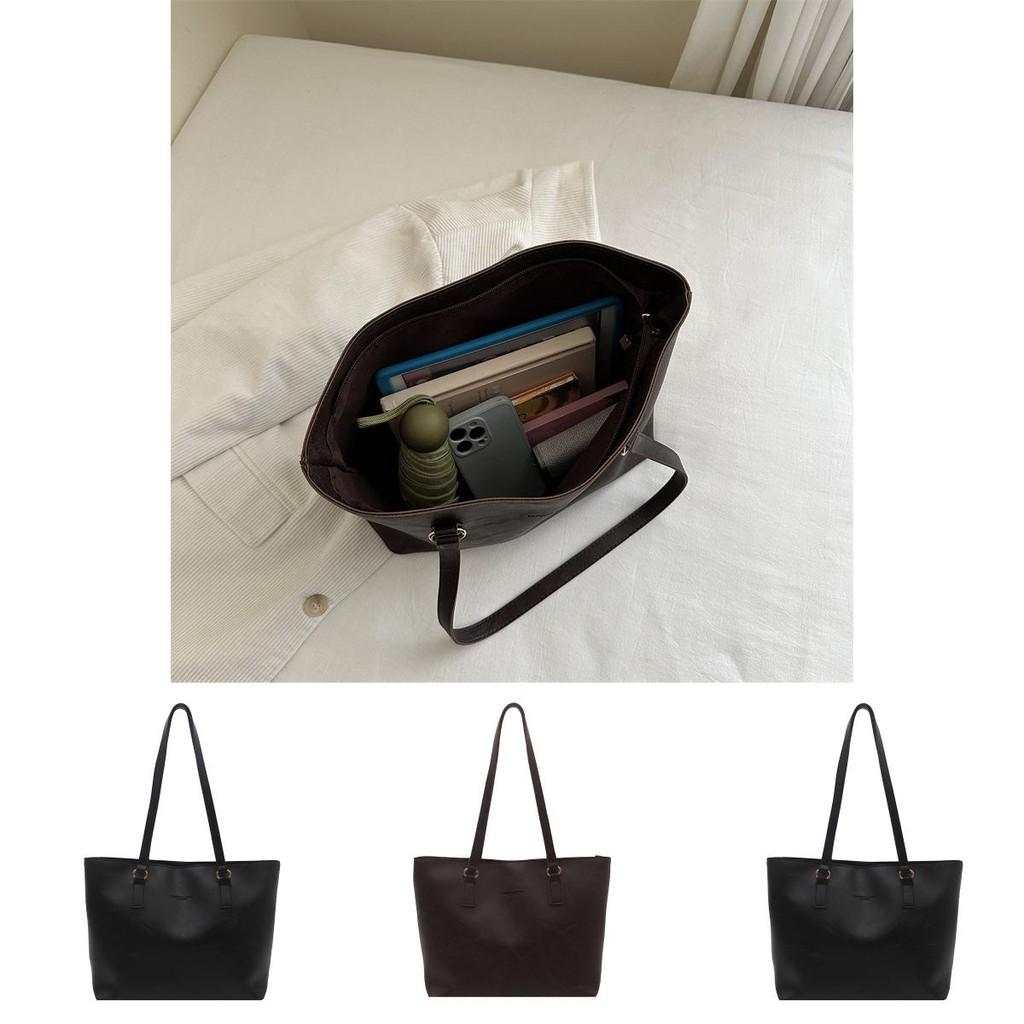 Street Style Womens Tote Bag Large Capacity Pu Handbag With Isolid Color Design And Letter Embossing For Office Use