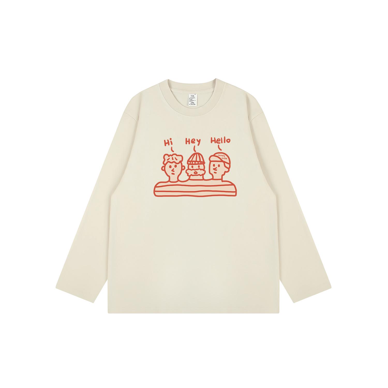 

Модные парные топы с мультяшным принтом в корейском стиле: Хлопковые футболки с длинным рукавом свободного кроя XL