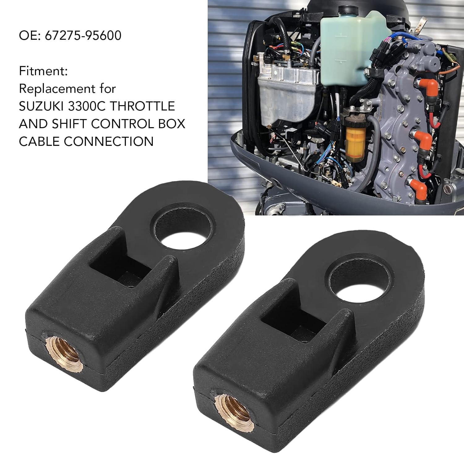 2pcs Outboard Control Box Cable End Connector ABS Copper Replacement for Aftermarket Replacement Parts
