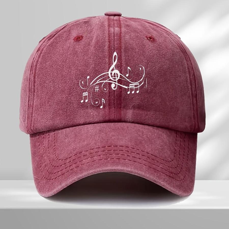 Vintage Music Note Trucker Cap  Adjustable Snapback Baseball Hat for Men  Women Black with White Musical Design