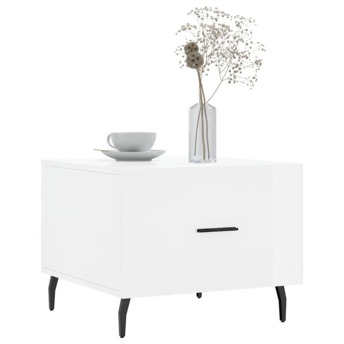 VidaXL Table basse blanc brillant 50x50x40 cm bois d'ingénierie 829432