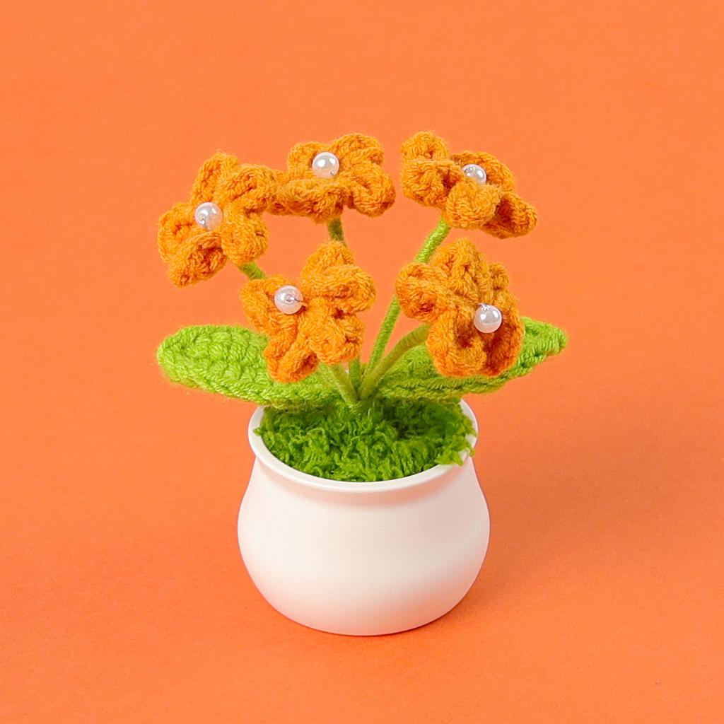 Hand-Knitted Wool Fake Flowers Set: Sunflower, Carnation, Tulip - Desktop Decor, Teacher/Student Gift, Everlasting Bouquet