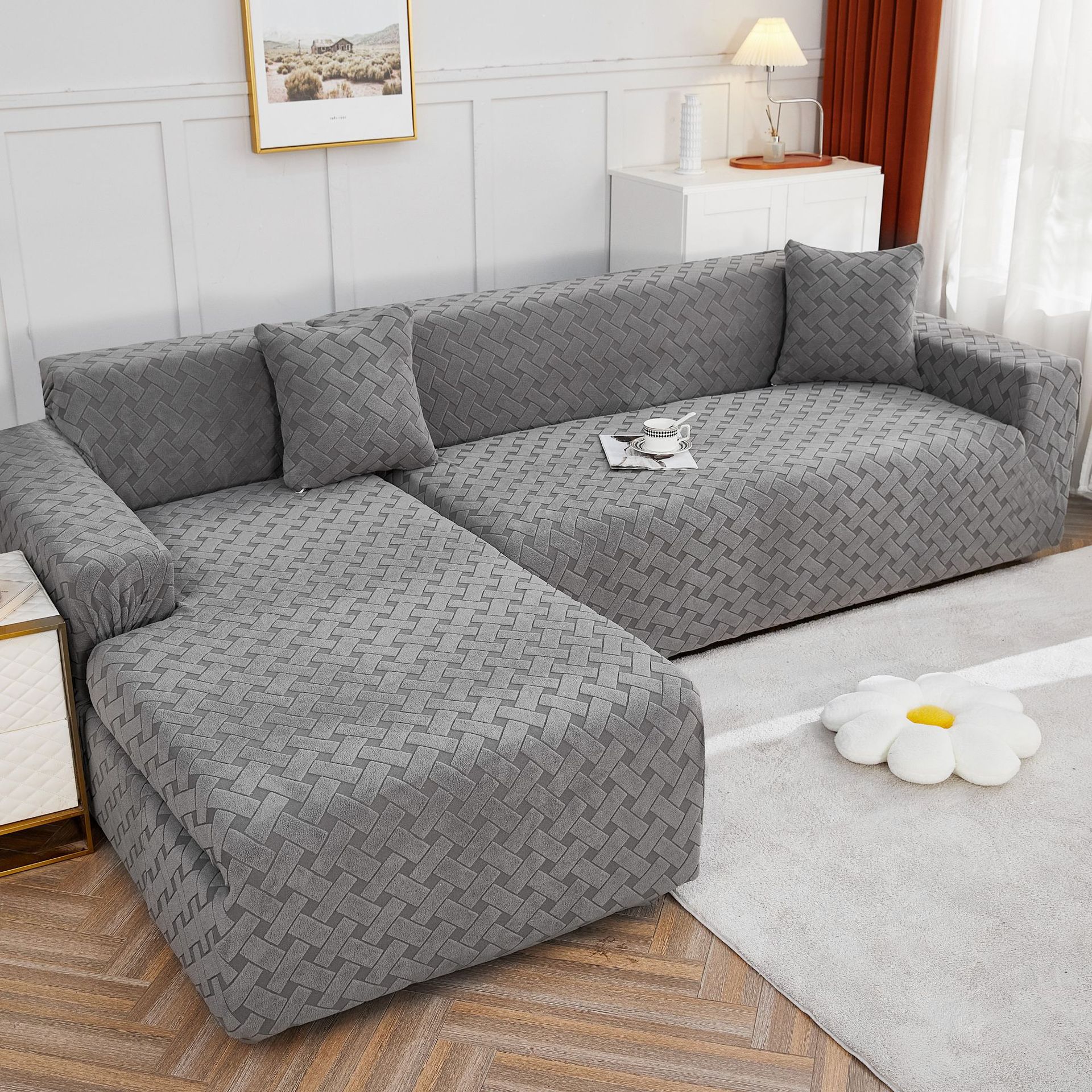 

Чехол на диван, бархатный современный простой полностью покрытый пылезащитный чехол, толстый нескользящий чехол для дивана 235-300cm