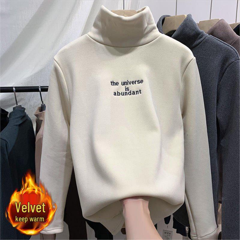 

Women s German Velvet Fleece-Lined High-Neck Base Layer: Warm, Versatile Long-Sleeve Top for Autumn & Winter. XL брудно-білий