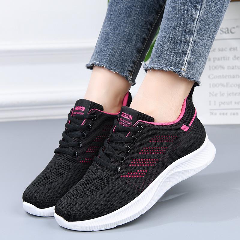 Shoes Women's Casual Soft Sole Sports Shoes Breathable Single Shoes Flying Woven Mesh Shoes Running Shoes Women