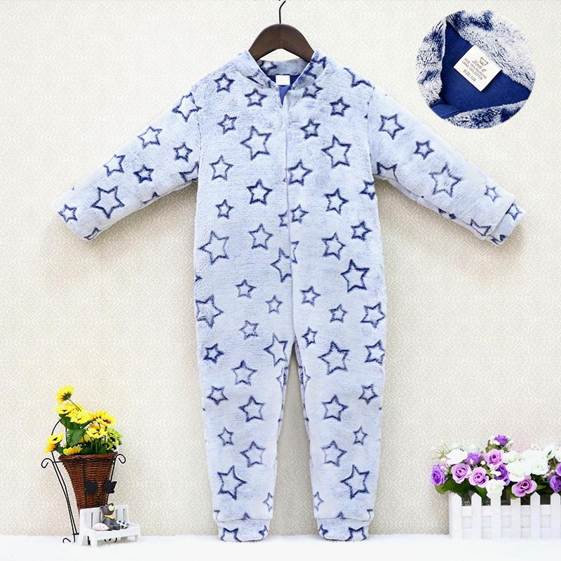 Barn 2 til 5 år Ett stykke Langermet Romper Glidelås Kalde klær Småbarnsklær Varm vinter Barn Barnetøy Gutter Jente Baby Nyfødt Pyjamas