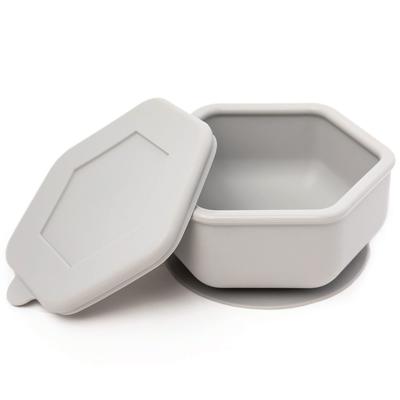 Tiny Twinkle Silicone Bowl with Suction Cup Japanese Easy To Hold Hexagonal Shape with Convenient Lid Baby Tableware Bowl Safety Standard Compliant