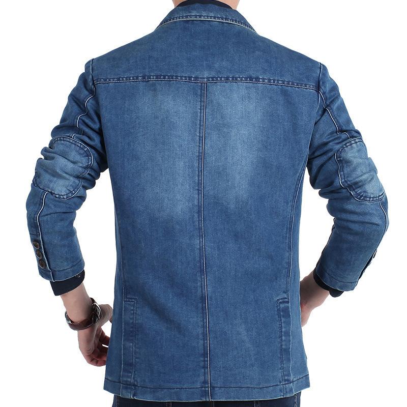 Spring and Autumn New Casual Denim Suit Jacket Men Handsome Slim Solid Color Small Suit Fashion Jacket