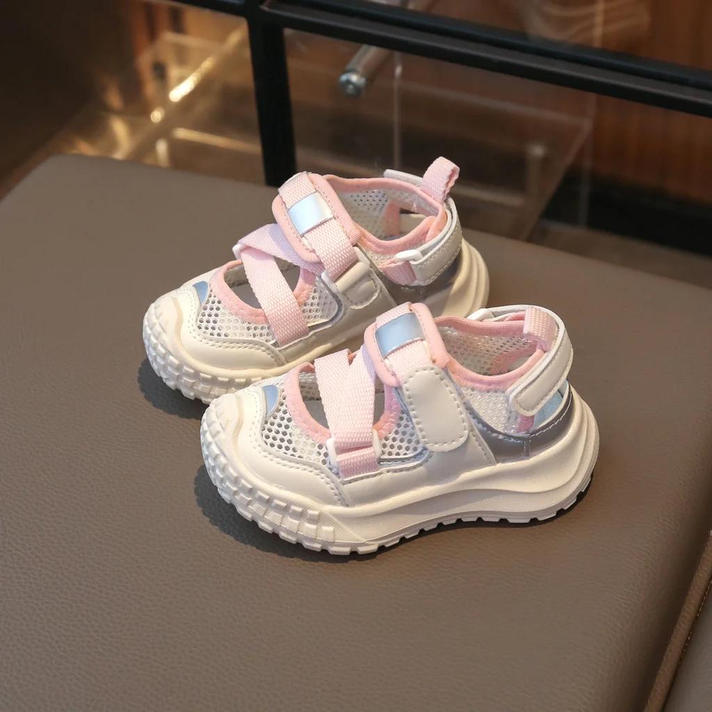 Hot Kids Tennis Shoes Mesh Breathable Boys Girls Sports Sandals Non-slip Soft Sole 2025 Summer New Toddler Student Running Shoes