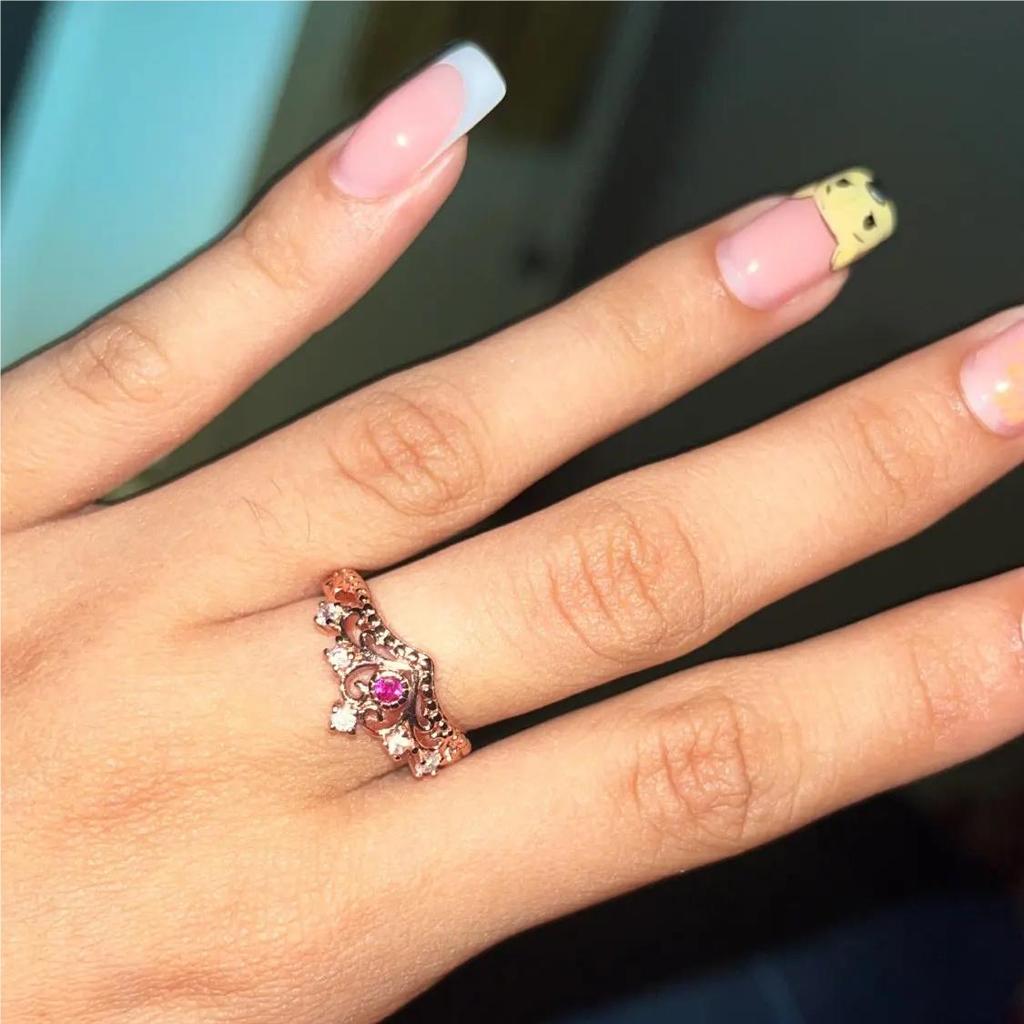 ZHOUYANG Crown Rings For Girls Party Finger Rings Rose Gold Color Brand Crystal Jewelry for Women Anel KBR212