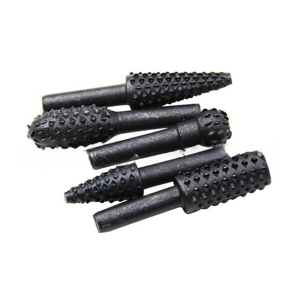 Set of 5 Black Gray Woodworking Wolf Tooth Sticks Rotating Files Electric Grinding Heads Drill Bits DIY Grinding ToolAccessories