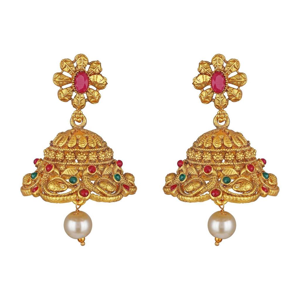 Neuestes Stilvolles Ausgefallenes Perlen-Choker Traditionelles Schmuckset für Damen | Tempel-Halsketten-Set | Festliches Hochzeits-Party-Halsketten-Set