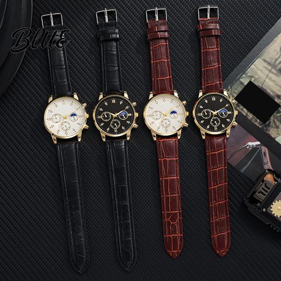 Leather Strap Men Watch Men's Analog Quartz Watches Minimalist Three-Hand