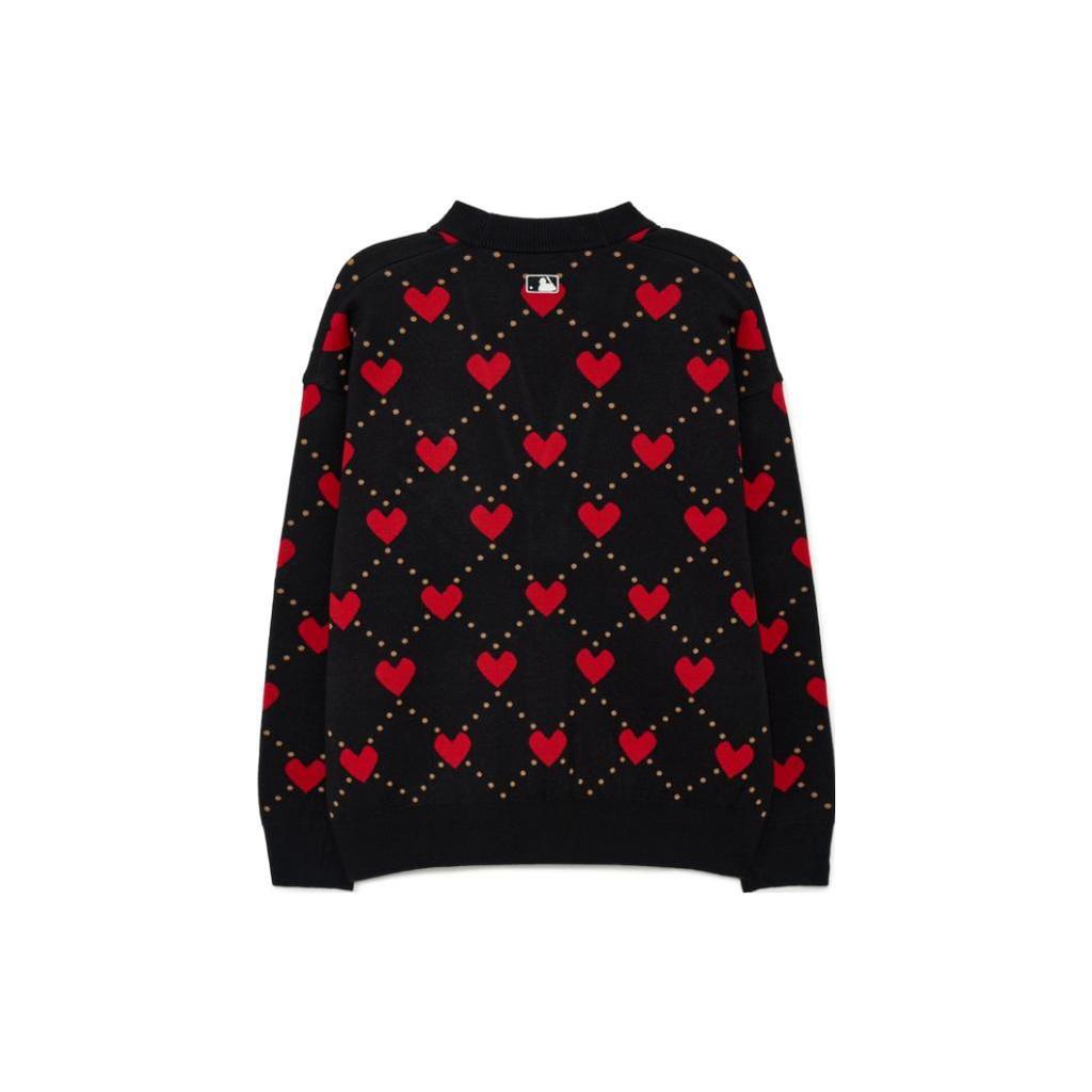 MLB Knitwear Women's Black V neck Moderate Cardigan 3AKCH0134-50BKS