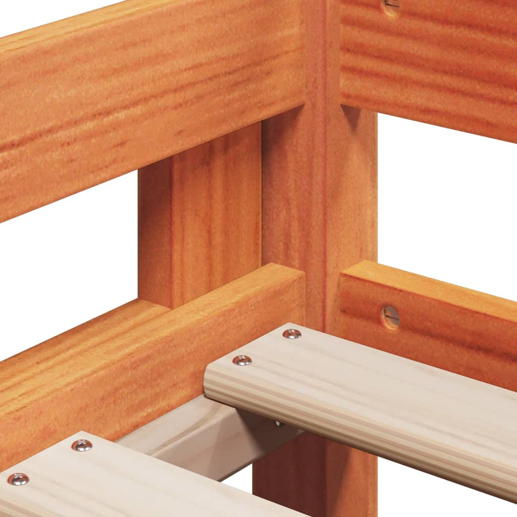 Bunk Bed with Roof Wax Brown 90x200 Cm Solid Pine Wood