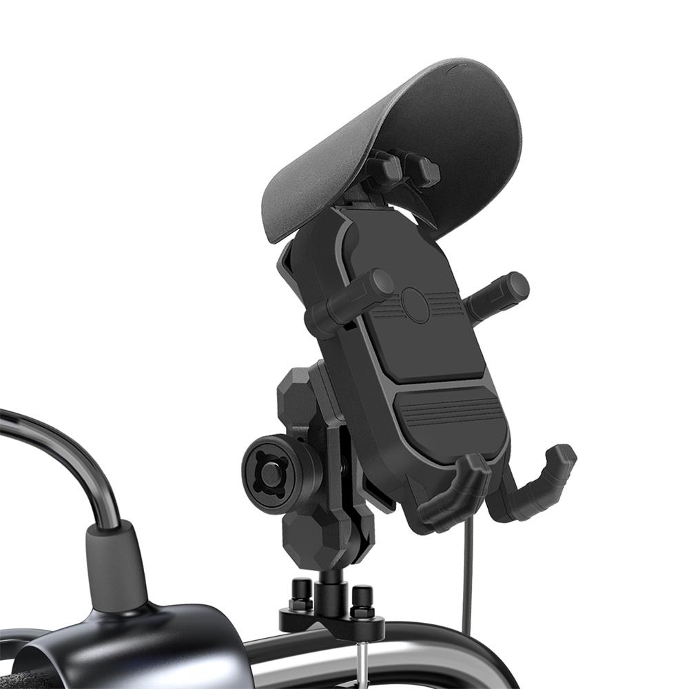 Motorcycle Handlebar Phone Holder 15W Wireless Charger QC3.0 360 ° Rotatable