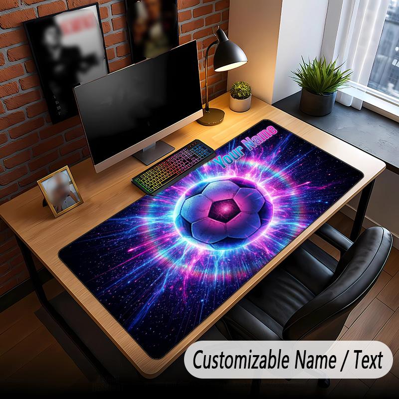 Soccer Theme Custom Mouse Pad Personalized With Name Text Customized Desk Mat For Office Home Decor