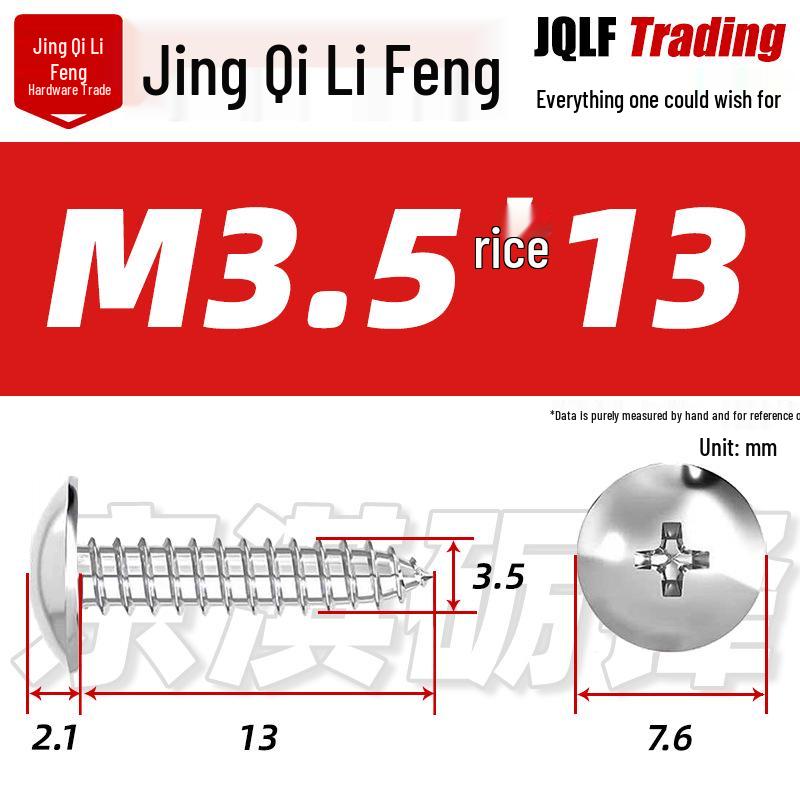 Flat Head Phillips Stainless Steel Self-Tapping Screw M3-M5 for Furniture and Wood.