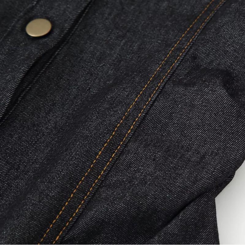 Polo Neck Slim Denim Shirt Woman Thin Long Sleeve Jcaket Commute Solid Color Short Top Simple Casual Blouses Spring and Summer New Fashion