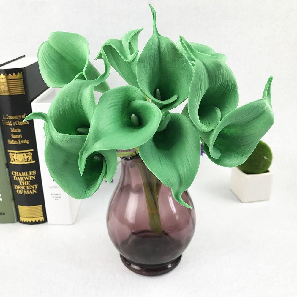 10Pcs Artificial Flowers Real Touch Calla Lily Lifelike Fake Calla Lily Wedding Bouquet