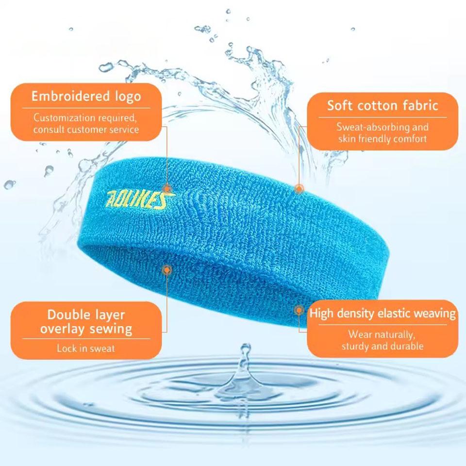 Aolikes High Quality Cotton Sweat Headband For Men Sweatband Women Yoga Hair Bands Head Sweat Bands Volleyball Tennis