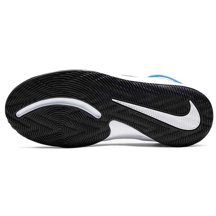 Nike Team Hustle D 9 Abrasion Resistant Breathable Mid Top Performance Basketball Shoes Black White Blue CW5815-100