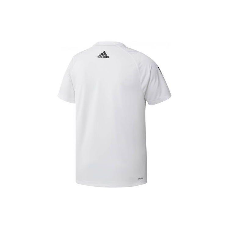 Adidas Striped Logo Print Casual Crew Neck T-Shirt Men Tops White GL8919